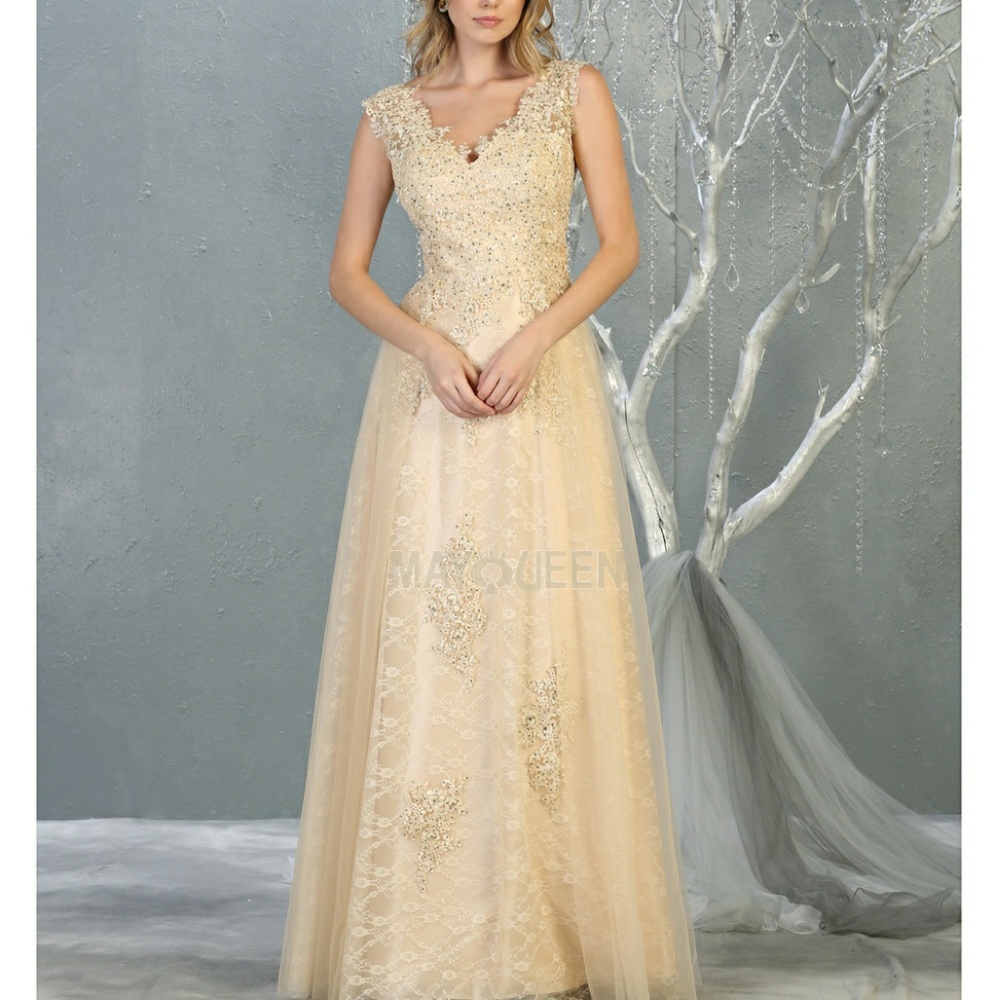 Burgundy, blue + other Colors formal evening gown beaded - Picture 3 of 7